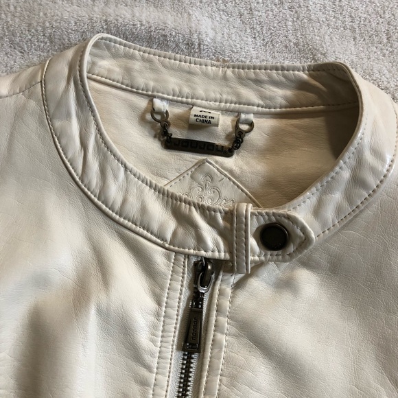 Jou Jou Cream faux leather moto jacket vegan leather - Picture 5 of 6
